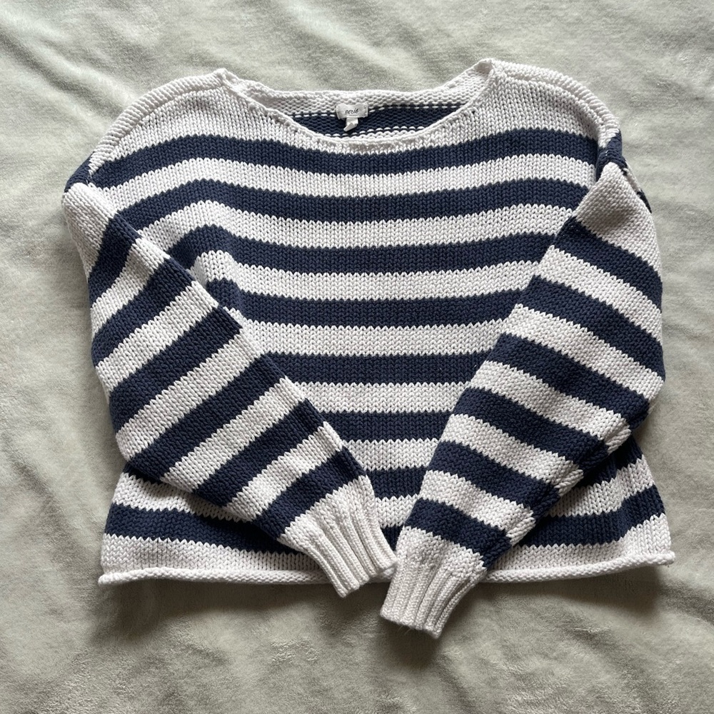 Aerie Striped Navy and White Sweater